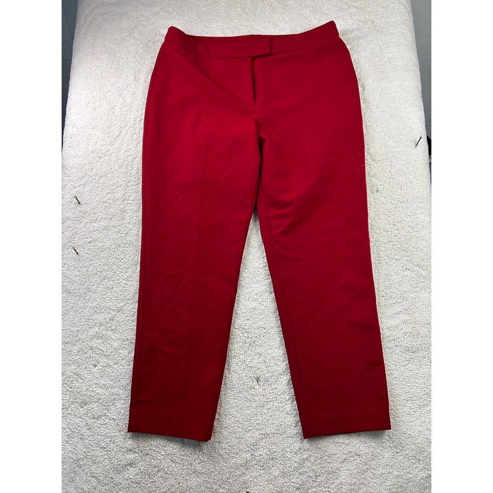 Anne Klein Pants Womens 16 Red Slim Ankle Stretch Dress Career Trousers‎ Work